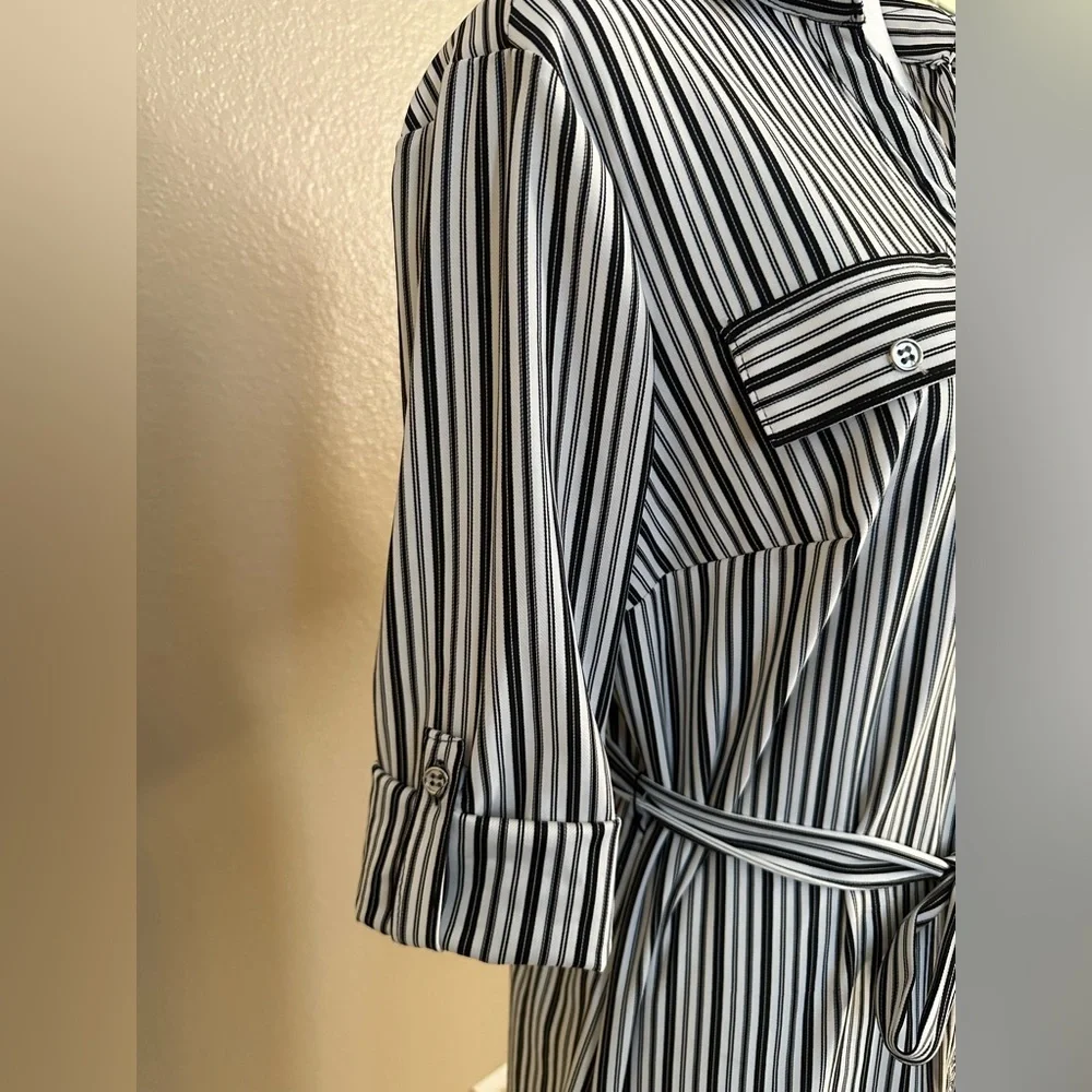 Mlle Gabrielle Black and Tan Belted Shirt Dress NWT - Picture 6 of 7